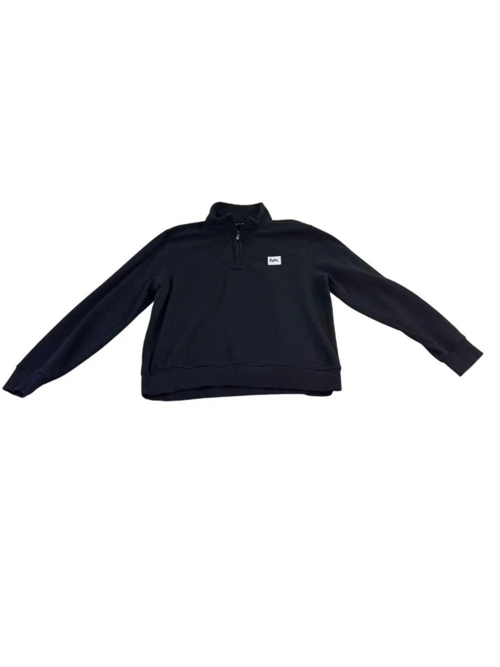 Michael Kors women  Black Cotton Quarter-Zip Sweatshirt Size XL
